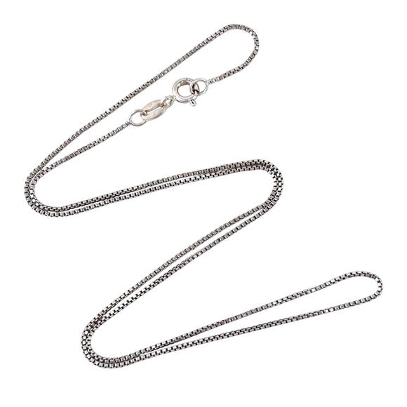 Vintage SU Sterling Silver 925 Italy Box Chain Necklace 16.5” - Picture 1 of 3